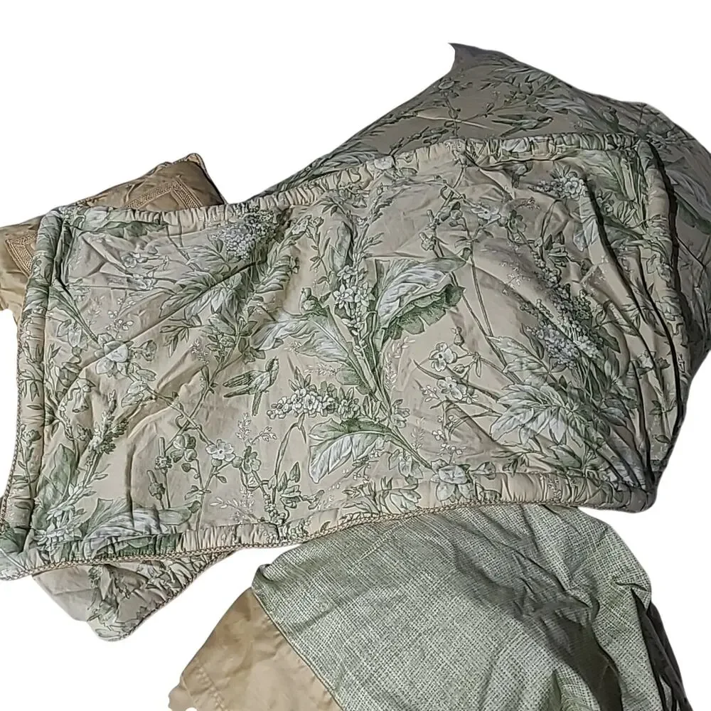 VTG Ralph Lauren KING 8pc Set Grand Isle Green Beige Gold Botanical Toile